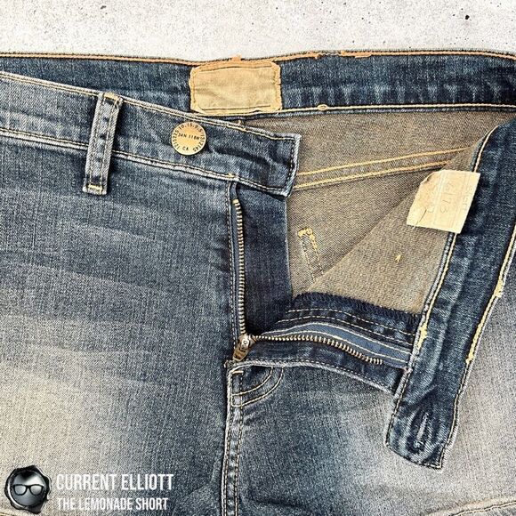 CURRENT ELLIOTT LEMONADE JEAN SHORTS SUN-FADED DENIM MINI SHORTS SIZE 24 / 0 NEW - Picture 5 of 13
